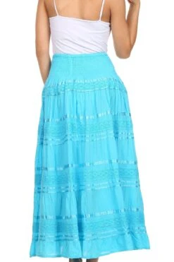 Sakkas Lace And Ribbon Peasant Boho Skirt -Layer Outfit 10901923725411 13