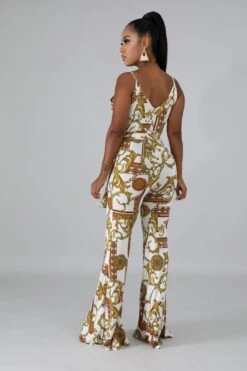White Medallion Print Wide Leg Jumpsuit -Layer Outfit 11265009516628 3