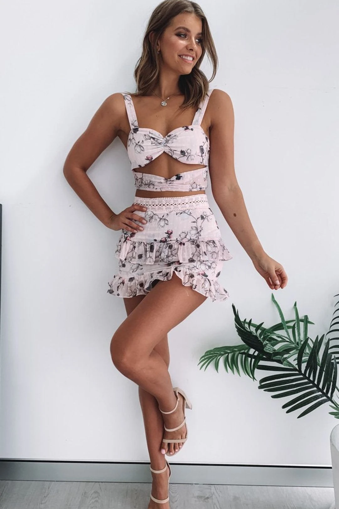 Lottie Mini Ruffled Skirt Pink Floral 4 Lottie Mini Ruffled Skirt Pink Floral - Image 2