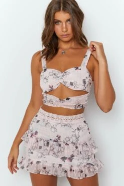 Lottie Mini Ruffled Skirt Pink Floral 10 Lottie Mini Ruffled Skirt Pink Floral -Layer Outfit 11510630809657 3