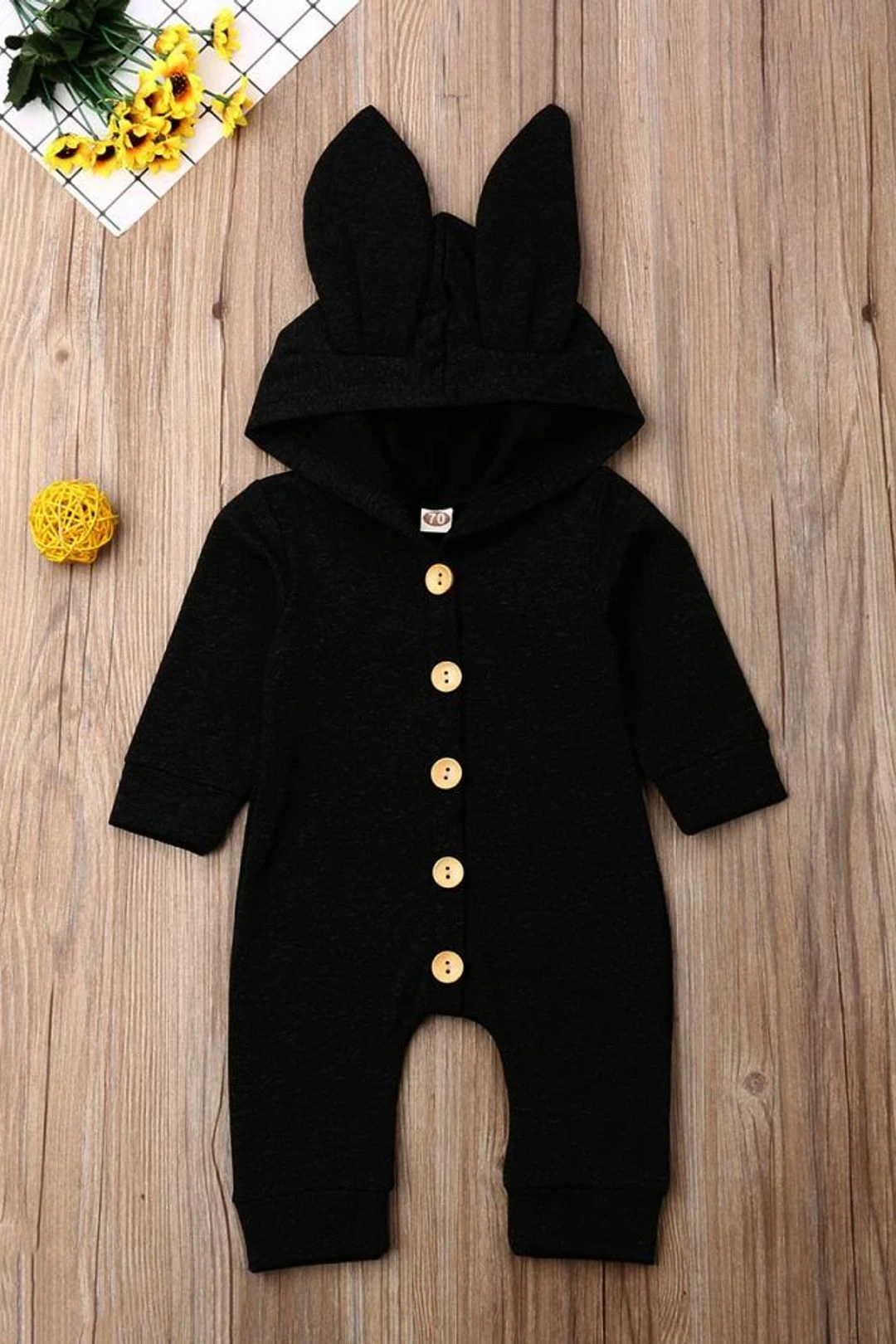 Baby Girl Boy 3D Ears Hooded Warm Jumpsuit 4 Baby Girl Boy 3D Ears Hooded Warm Jumpsuit - Image 2
