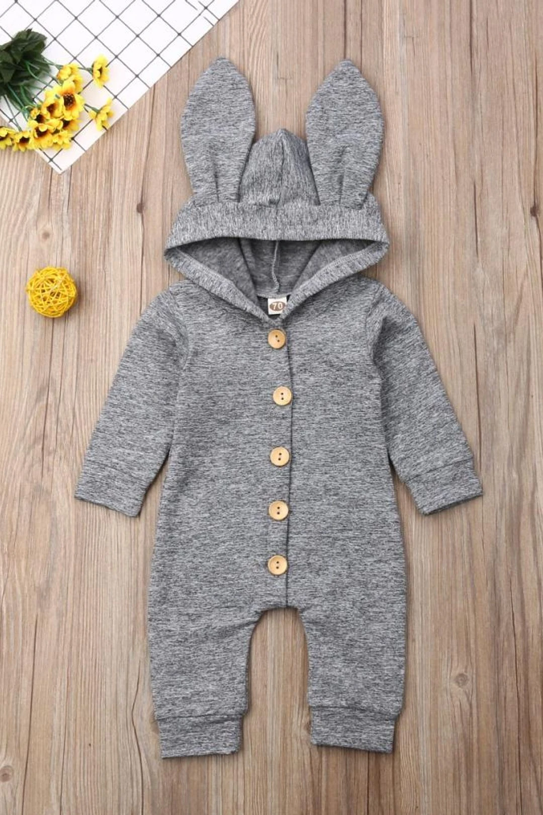 Baby Girl Boy 3D Ears Hooded Warm Jumpsuit 7 Baby Girl Boy 3D Ears Hooded Warm Jumpsuit - Image 5