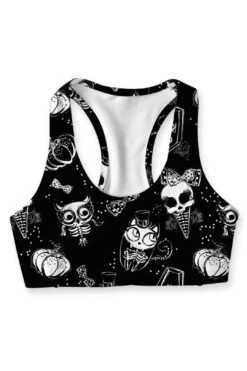 Spooktacular Stella Black Seamless Racerback Sport Yoga Bra - Women
