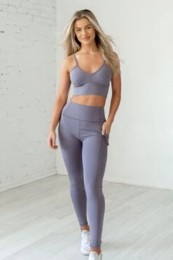 Beyond Basic Sports Bra - Grey Mauve -Layer Outfit 12808235384898 4