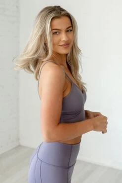 Beyond Basic Sports Bra - Grey Mauve -Layer Outfit 12808235417666 3