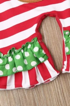 Baby Girl Santa Claus Deer Embroidery Striped Long-sleeve Jumpsuit -Layer Outfit 12812070617131 7