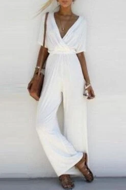 Women's V Neck Loose Party Casual Jumpsuit