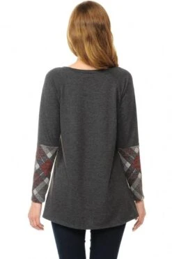 Plaid Print Contrast Tunic Top -Layer Outfit 12942899544145 5