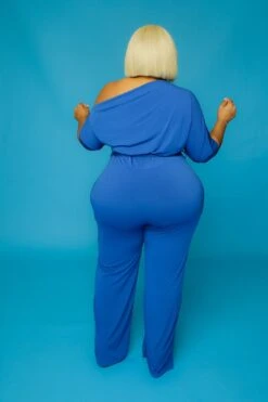 Royal Blue Dolly Off Shoulder Jumpsuit -Layer Outfit 14084944527458 3