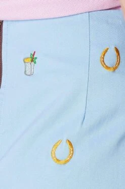 Stretch Twill Ali Skirt With Embroidered Lucky Mint Juleps In Liberty Blue By Castaway Clothing 7 Stretch Twill Ali Skirt With Embroidered Lucky Mint Juleps In Liberty Blue By Castaway Clothing -Layer Outfit 14197570437192 3