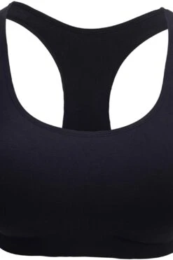 Black Racerback Sports Bras, Removable Padded Seamless Activewear Fitness Bra -Layer Outfit 14284819791942 3