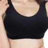 Black Racerback Sports Bras, Removable Padded Seamless Activewear Fitness Bra
