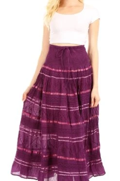 Sakkas Lace And Ribbon Peasant Boho Skirt -Layer Outfit 14295058645091 11