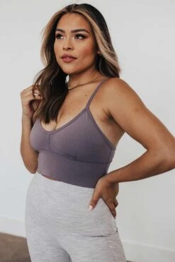 Beyond Basic Sports Bra - Grey Mauve -Layer Outfit 14824879292482 6