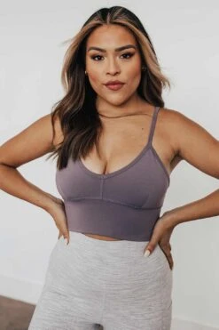 Beyond Basic Sports Bra - Grey Mauve -Layer Outfit 14824879390786 5