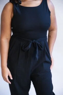 Liberty Jumpsuit In Black Linen -Layer Outfit 14967215456315 9