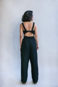 Liberty Jumpsuit In Black Linen -Layer Outfit 14967446798395 6