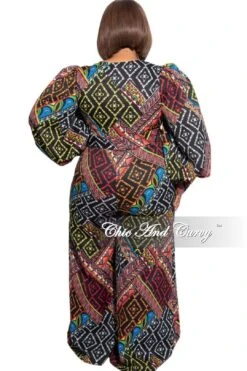 Final Sale Plus Size Faux Wrap Tie Jumpsuit In Multi-Color Design Print -Layer Outfit 14991939305577 6
