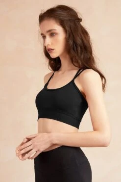 EVELYN Strappy-back Yoga Bra - Black -Layer Outfit 15089058480209 3