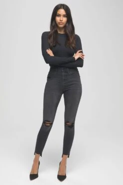 GOOD WAIST CROP STEP HEM | BLACK127