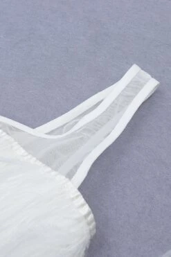 One Shoulder Feather Mesh Bandage Patchwork Jumpsuit 22 One Shoulder Feather Mesh Bandage Patchwork Jumpsuit -Layer Outfit 15512917442623 10