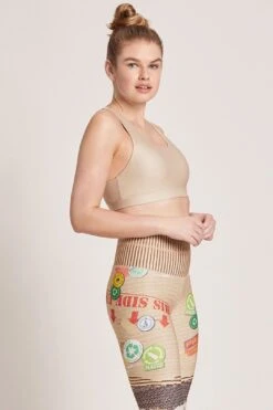 Crossed Medium Support Sports Bra - Sand -Layer Outfit 15748901568611 2