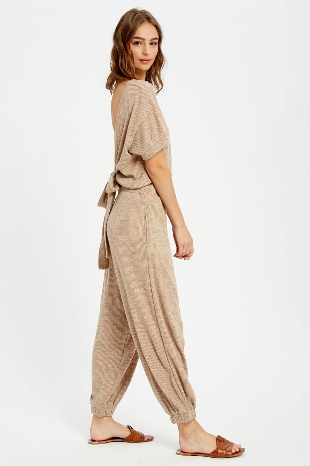 Mocha Ribbed Jumpsuit 4 Mocha Ribbed Jumpsuit - Image 2