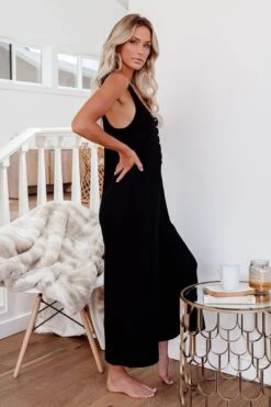 PREORDER - Spring Ahead, Fall Back Pocketed Thermal Jumpsuit - Black -Layer Outfit 16226474688574 8