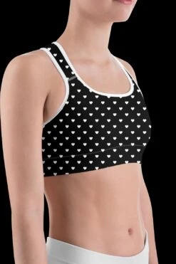 White Mini Hearts Black Sports Bra 15 White Mini Hearts Black Sports Bra -Layer Outfit 16443846262819 8