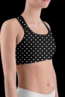 White Mini Hearts Black Sports Bra 14 White Mini Hearts Black Sports Bra -Layer Outfit 16443846295587 7