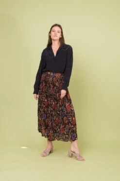 Vintage Floral Crinkle Chiffon Skirt (M)