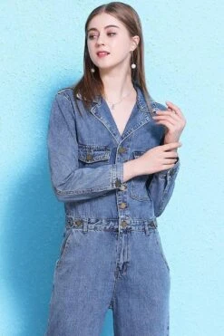 Women Casual Retro Loose One Piece Coverall Long Pants Denim Jumpsuits 10 Women Casual Retro Loose One Piece Coverall Long Pants Denim Jumpsuits -Layer Outfit 17168607936669 4