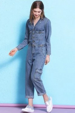 Women Casual Retro Loose One Piece Coverall Long Pants Denim Jumpsuits 11 Women Casual Retro Loose One Piece Coverall Long Pants Denim Jumpsuits -Layer Outfit 17168608034973 5