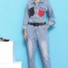 Women Casual Retro Loose One Piece Coverall Long Pants Denim Jumpsuits -Layer Outfit 17168630579357 1