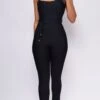 Emmi Black Waist Cinching Halter Bandage Jumpsuit -Layer Outfit 17314368520325 1