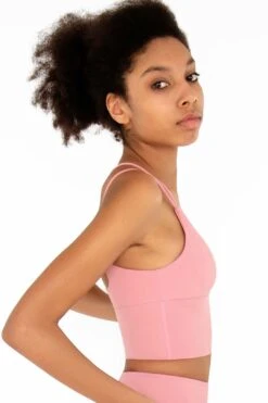 Dusty Pink Kelly Strappy Long Line Padded Sports Bra - Women -Layer Outfit 17396783120538 4