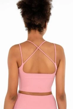Dusty Pink Kelly Strappy Long Line Padded Sports Bra - Women -Layer Outfit 17521683497114 5