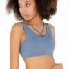 Sky Blue Kelly Strappy Open-Back Padded Sports Bra - Women 2 Sky Blue Kelly Strappy Open-Back Padded Sports Bra - Women -Layer Outfit 17557214494874 1