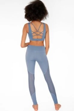 Sky Blue Kelly Strappy Open-Back Padded Sports Bra - Women -Layer Outfit 17557218164890 5