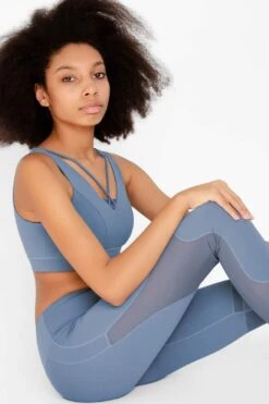 Sky Blue Kelly Strappy Open-Back Padded Sports Bra - Women -Layer Outfit 17557218787482 3
