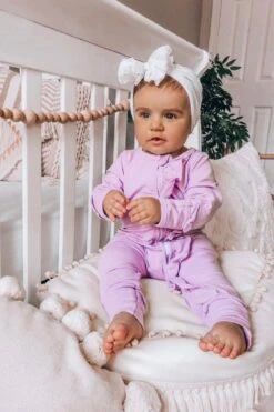 Sadie Purple Ruffle Zippie Jumpsuit/Sleeper