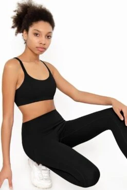 Black Kelly Strappy Padded Sports Bra - Women -Layer Outfit 17916357804186 3