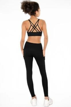 Black Kelly Strappy Padded Sports Bra - Women -Layer Outfit 17916594880666 6