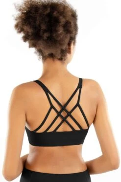 Black Kelly Strappy Padded Sports Bra - Women -Layer Outfit 17916621389978 4