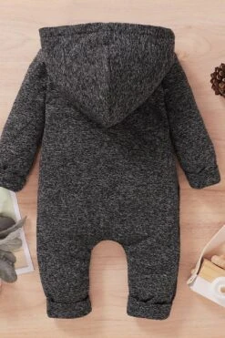 Autumn And Winter Lovely Dark Grey Printed Long-sleeve Baby Hoodie Jumpsuit -Layer Outfit 18431603212446 3