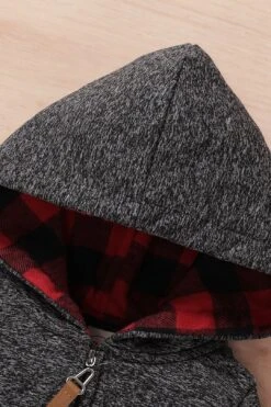 Autumn And Winter Lovely Dark Grey Printed Long-sleeve Baby Hoodie Jumpsuit -Layer Outfit 18431603409054 4