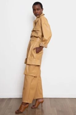 Linda Faux Leather Jumpsuit In Butter -Layer Outfit 18631759659168 2