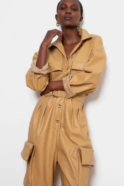 Linda Faux Leather Jumpsuit In Butter -Layer Outfit 18631765852320 4