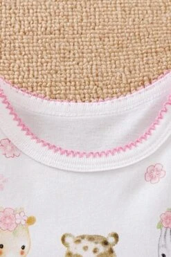 Lovely Three Animals Printed Fold Edge Long-sleeve Baby Girl Jumpsuit -Layer Outfit 18783595757726 3