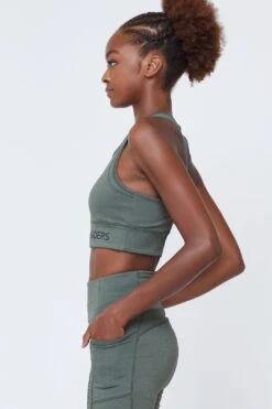 VOI + SeaCell™ “T” Sports Bra | Green Heather -Layer Outfit 19333018615958 7